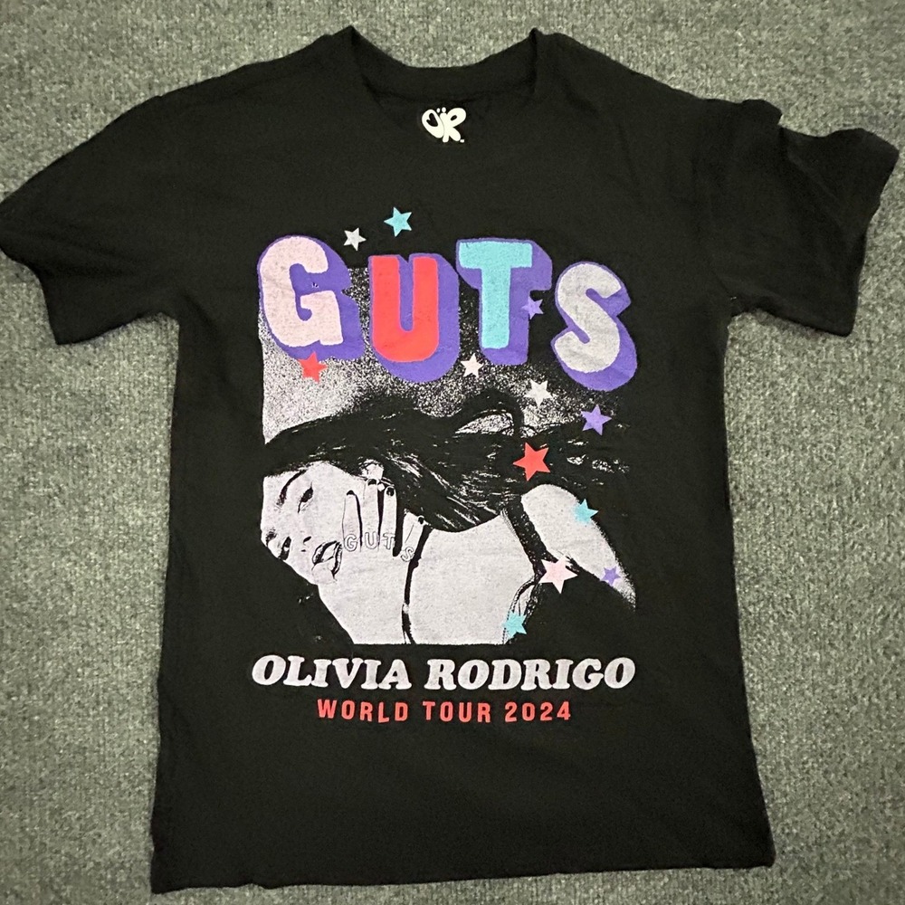 Olivia Rodrigo T-Shirt Womens XXS Black GUTS World Tour 2024 Concert Graphic Tee